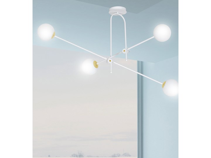 DIARF 4 WHITE GOLD 1013/4 lampa sufitowa plafon regulacja biała złota DESIGN Styl Klasyczny Szkło Metal Lampa z kloszem Pomieszczenie Salon