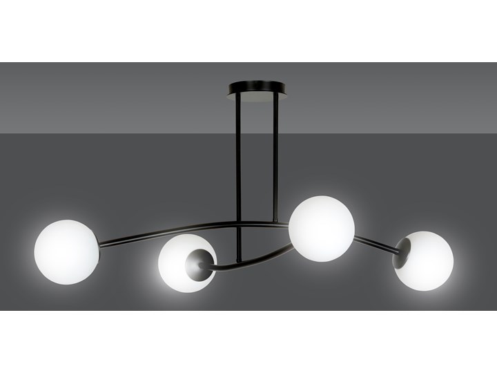 HALLDOR 4 BLACK 1024/4 oryginalna lampa sufitowa czarna LOFT szklane mleczne klosze