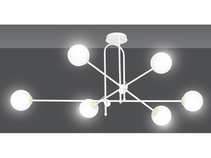 DIARF 6 WHITE GOLD 1013/6 lampa sufitowa plafon biała złota DESIGN Kolor Biały Szkło Metal Lampa z kloszem Funkcje Brak dodatkowych funkcji