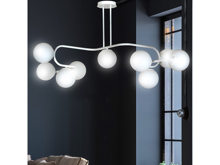 RAGI 9 WHITE 1029/9 duża lampa sufitowa plafon do salonu klosze kule DESIGN Lampa z kloszem Metal Szkło Pomieszczenie Sypialnia Kolor Biały