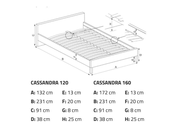 Tapicerowane ekoskórą łóżko z zagłówkiem Cassandra 160 Rozmiar materaca 160x200 cm Łóżko tapicerowane Pojemnik na pościel Bez pojemnika
