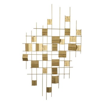 VIMA dekoracja ścienna metalowa złote kwadraty, 86x65x3 cm