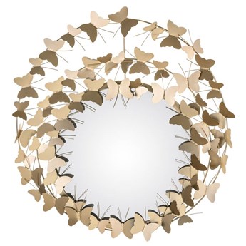 BUTTERFLY lustro ozdobione motylkami w kolorze złotym, 82x78x5 cm