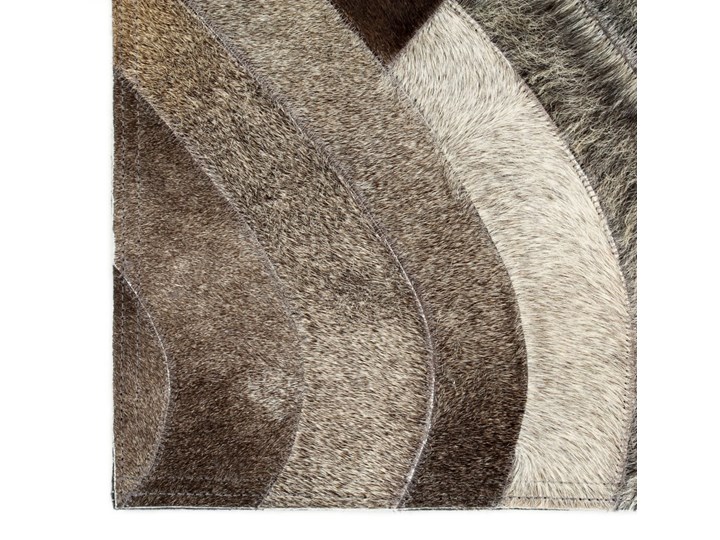 vidaXL Dywan, skóra z włosiem, patchwork, 160x230 cm, szary/srebrny Wełna Dywany Poliester Skóry Prostokątny Pomieszczenie Kuchnia