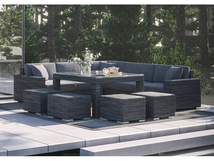 Meble ogrodowe MILANO IV royal szary Technorattan Aluminium Tworzywo sztuczne Zawartość zestawu Stolik Zestawy wypoczynkowe Styl Nowoczesny