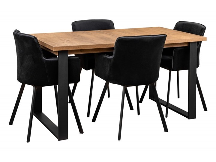 Zestaw LOFT Stół z Krzesłami do Salonu 190/150x80 Kolor Czarny