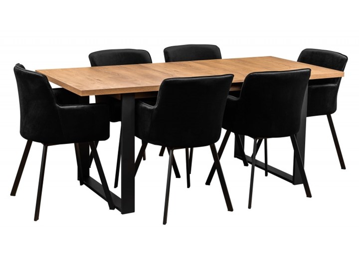 Zestaw LOFT Stół z Krzesłami do Salonu 190/150x80 Kolor Brązowy Kategoria Stoły z krzesłami