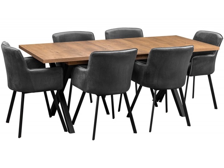 Zestaw LOFT Stół z Krzesłami do Salonu 190/150x80 Kolor Brązowy