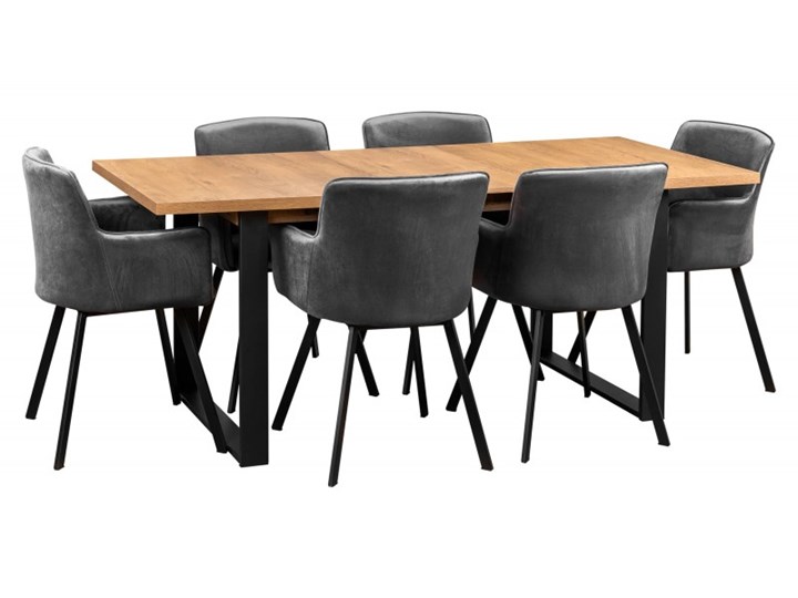 Zestaw LOFT Stół z Krzesłami do Salonu 190/150x80 Kolor Brązowy