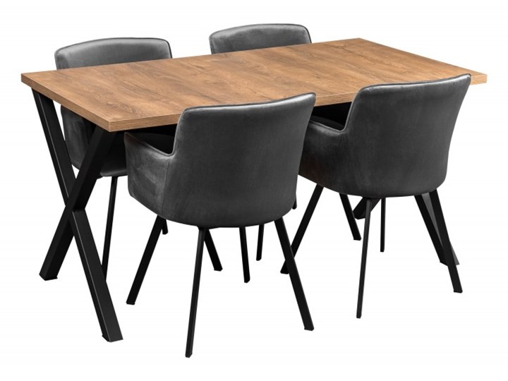Zestaw LOFT Stół + Szare Krzesła do Salonu 150x80 Kategoria Stoły z krzesłami Kolor Brązowy