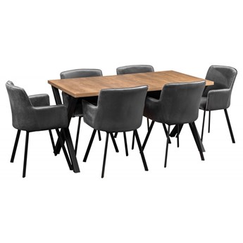 Zestaw LOFT Stół + Szare Krzesła do Salonu 150x80