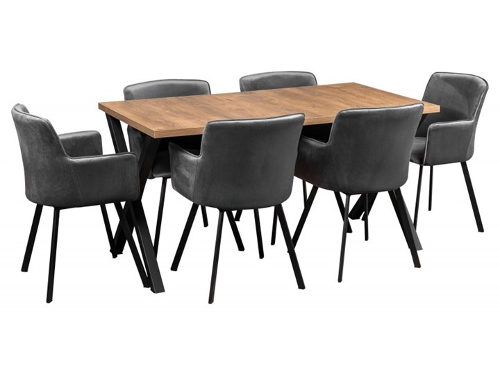 Zestaw LOFT Stół + Szare Krzesła do Salonu 150x80 Kolor Brązowy