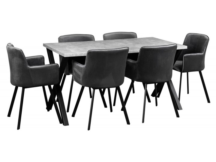 Zestaw LOFT Stół + Szare Krzesła do Salonu 150x80 Kategoria Stoły z krzesłami Kolor Czarny