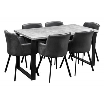 Zestaw LOFT Stół + Szare Krzesła do Salonu 150x80