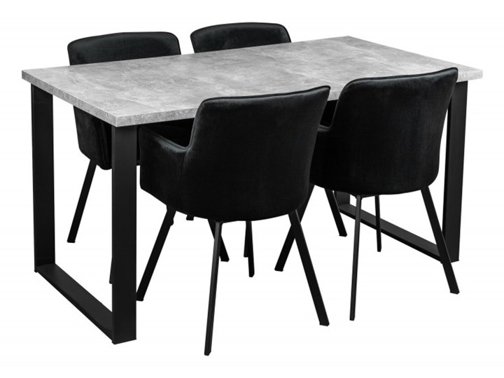 Zestaw LOFT Stół + Czarne Krzesła do Salonu 150x80 Kategoria Stoły z krzesłami Kolor Czarny