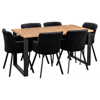 Zestaw LOFT Stół + Czarne Krzesła do Salonu 150x80