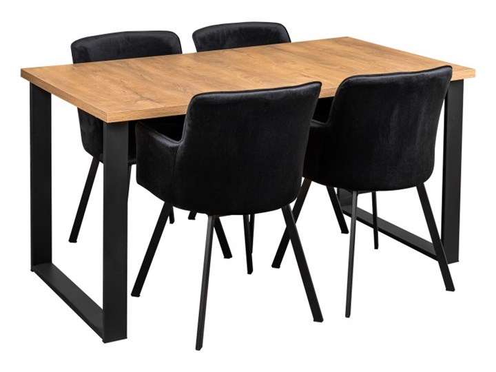 Zestaw LOFT Stół + Czarne Krzesła do Salonu 150x80 Kategoria Stoły z krzesłami Kolor Czarny