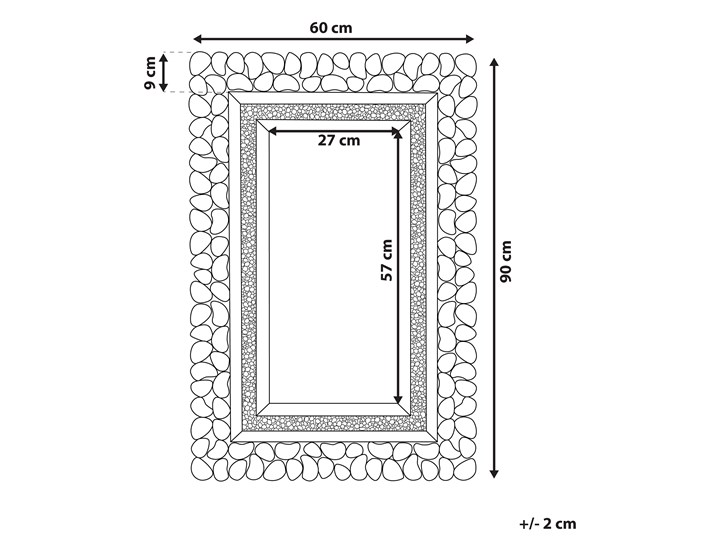 Lustro ścienne srebrne 60 x 90 cm prostokątne wiszące dekoracyjna lustrzana rama styl glamour Nieregularne Lustro z ramą Kolor Srebrny Kategoria Lustra