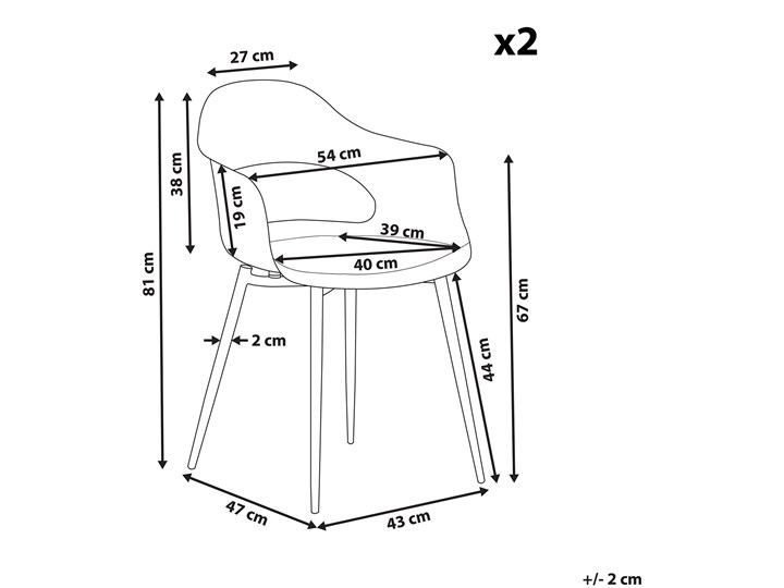 Zestaw 2 krzeseł szarych plastikowych nóżki jasne drewno ozdobne do jadalni styl skandynawski Głębokość 47 cm Styl Nowoczesny Metal Szerokość 54 cm Tworzywo sztuczne Wysokość 81 cm Pomieszczenie Salon