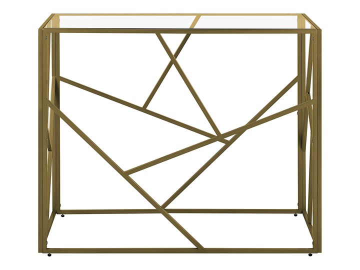 Beliani Konsola złota metalowa 100 x 40 cm szklany blat geometryczna rama nowoczesna Pomieszczenie Salon Z samym blatem Stojąca Szerokość 100 cm Kolor Przezroczysty