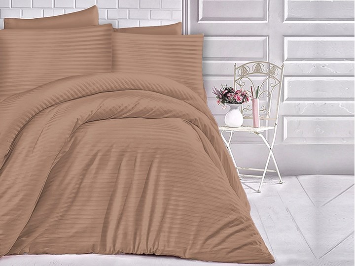 Darymex Pościel satyna bawełniana 200x220 Exclusive Cizgili Cinnamon Komplet pościeli 70x80 cm 200x220 cm Bawełna Rozmiar poduszki 70x80 cm