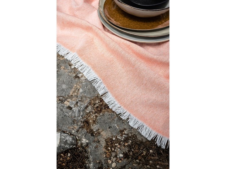 Pomarańczowy pled z domieszką bawełny Euromant Summer Linen, 140x180 cm Akryl Koc 127x152 cm Bawełna Kategoria Koce i pledy