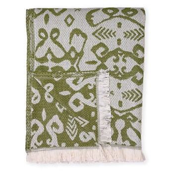 Ciemnozielony pled z domieszką bawełny Euromant Summer Linen, 140x180 cm