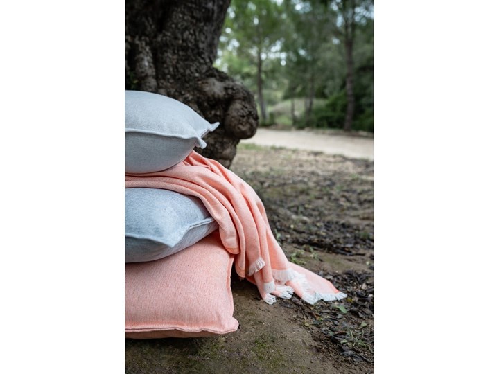 Pomarańczowy pled z domieszką bawełny Euromant Summer Linen, 140x180 cm Koc Bawełna Akryl 127x152 cm Kategoria Koce i pledy