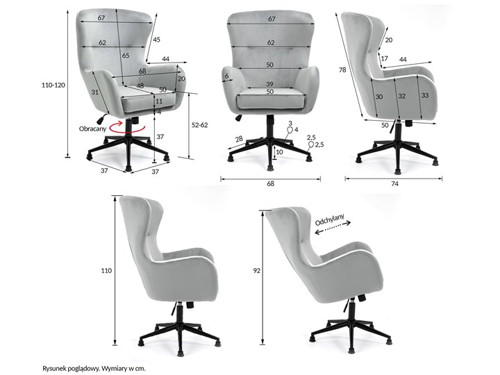 Fotel obrotowy w stylu skandynawskim Svein (YC-9118) Różowy Głębokość 74 cm Tkanina Metal Wysokość 120 cm Fotel pikowany Kategoria Fotele do salonu