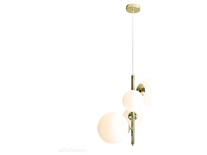 Lampa wisząca pionowy żyrandol, zawiesie złote, 4 mleczne kule (2xE14/2xE27) Aldex (Bloom) 1091L30 Lampa z kloszem Szkło Metal Pomieszczenie Kuchnia