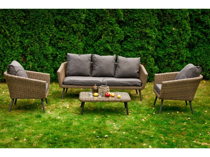 Nowoczesne meble z technorattanu ANTICO sofa 3 osobowa Tworzywo sztuczne Zestawy wypoczynkowe Aluminium Kategoria Zestawy mebli ogrodowych
