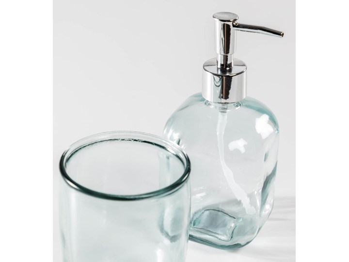 Dozownik do mydła Trella wykonany z przezroczystego szkła pochodzącego w 100% z recyklingu Szkło Dozowniki Kolor Biały Kolor Przezroczysty