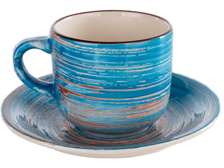 Filiżanka 250 ml ze spodkiem Ø15 cm Swirl niebieska Filiżanka ze spodkiem Ceramika Kategoria Filiżanki Kolor