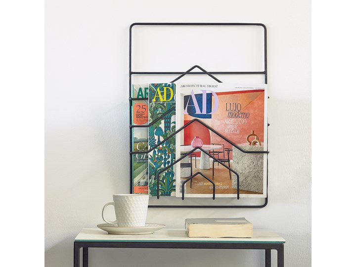 Gazetnik ścienny Yamine czarny 33 x 45 cm Kolor Biały Kategoria Gazetniki