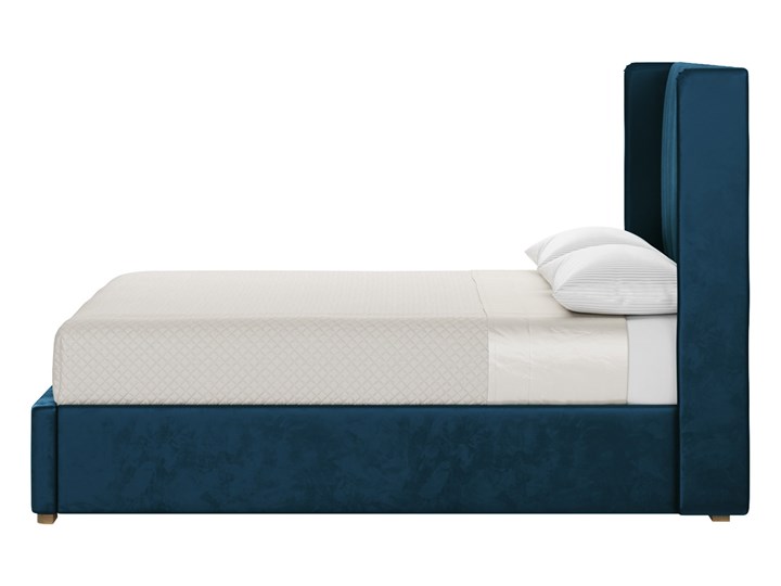 Łóżko Naomi 140x200 cm z pionowymi przeszyciami i panelami bocznymi Drewno Welur Kategoria Łóżka do sypialni