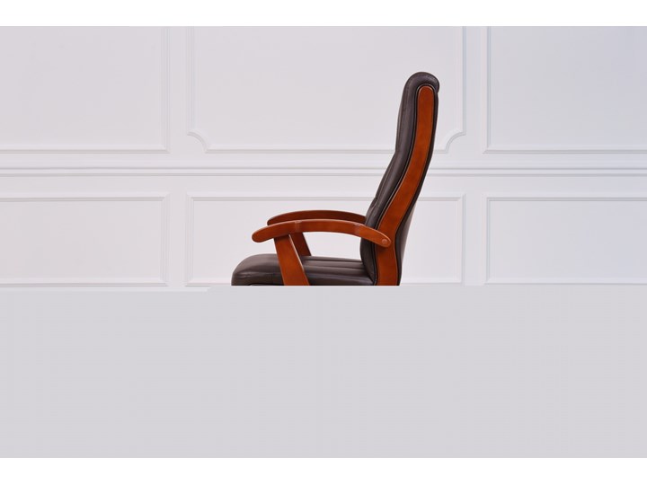 Fotel skórzany gabinetowy Consul brąz Głębokość 78 cm Drewno Metal Wysokość 115 cm Skóra Tworzywo sztuczne Z podłokietnikiem Tkanina Szerokość 69 cm Tapicerowane Kolor Brązowy