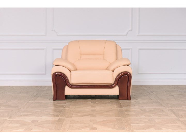 Fotel wypoczynkowy Palladio ze skóry, kremowy Szerokość 117 cm Drewno Skóra ekologiczna Skóra Tkanina Styl Tradycyjny
