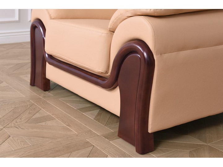 Fotel wypoczynkowy Palladio ze skóry, kremowy Tkanina Skóra ekologiczna Skóra Pomieszczenie Salon Szerokość 117 cm Drewno Kolor Beżowy
