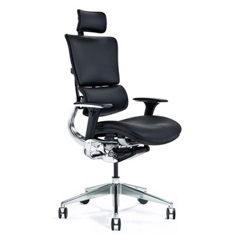 Fotel ergonomiczny Ergo 900 czarny, skóra naturalna
