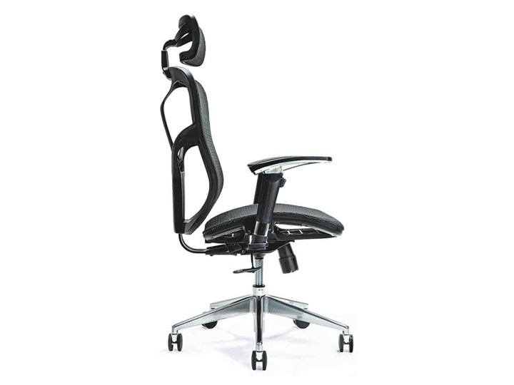 Fotel biurowy Ergo 500, czarny, mesh Metal Głębokość 69 cm Wysokość 111 cm Szerokość 66 cm Wysokość 127 cm Tkanina Typ Tapicerowane