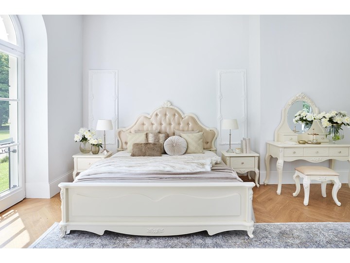 Królewskie łóżko Chiara, ecru,180x200 cm Tkanina Styl Nowoczesny Łóżko pikowane Kategoria Łóżka do sypialni