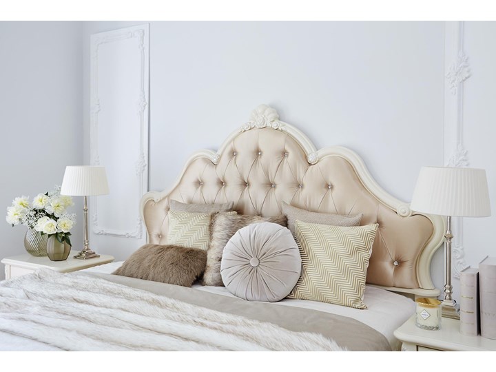 Królewskie łóżko Chiara, ecru,180x200 cm Łóżko pikowane Tkanina Styl Nowoczesny