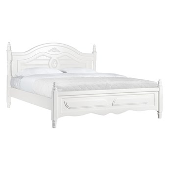 Łóżko białe 160x200 cm Caroline, rzeźbiony zagłówek