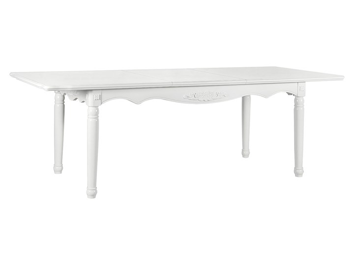 Stół rozkładany biały Abigail, 190x100 cm Wysokość 80 cm Stal Płyta MDF Kształt blatu Okrągły