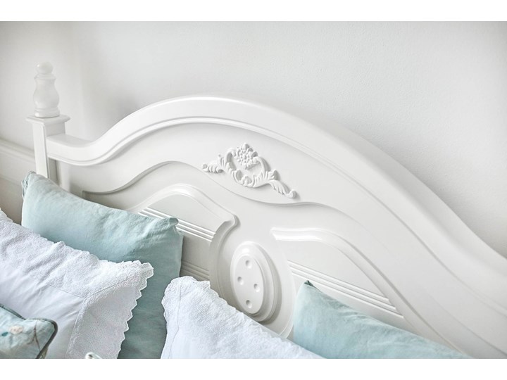 Białe łóżko 180x200 cm Caroline Zagłówek Z zagłówkiem Drewno Tkanina Łóżko drewniane Kolor Biały