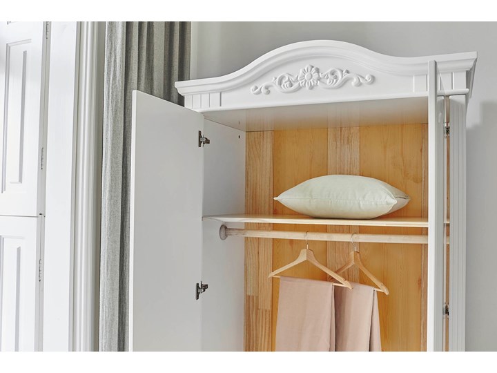 Szafa dwudrzwiowa biała Bianca Głębokość 60 cm Płyta MDF Szerokość 107 cm Wysokość 227 cm Płyta laminowana Drewno Kolor Biały
