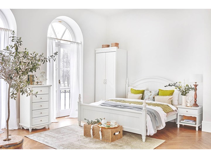 Łóżko Sophia 160x200 cm, białe Tkanina Drewno Łóżko drewniane Kategoria Łóżka do sypialni
