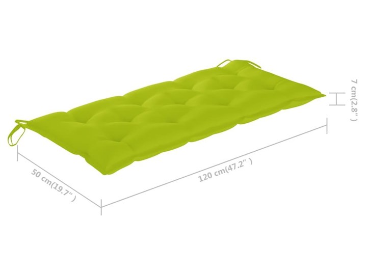 VidaXL Huśtawka ogrodowa z jasnozieloną poduszką, 120cm, drewno tekowe Typ Huśtawka ze stelażem Kolor Zielony