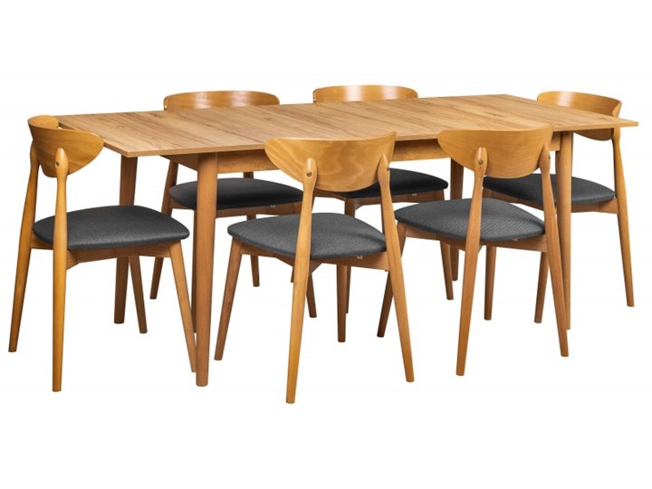 Zestaw Skandynawski Stół + Krzesła do Salonu 190/150x80 Kategoria Stoły z krzesłami Kolor Brązowy