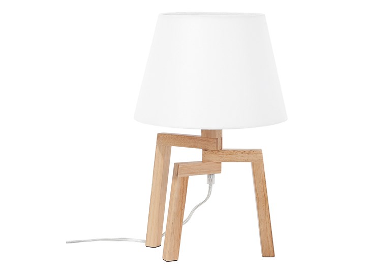 Lampa stołowa biała jasne drewno 42 cm trójnóg skandynawska Lampa nocna Lampa z abażurem Kolor Biały